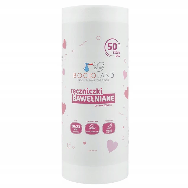 Bocioland ręczniczki bawełniane jednorazowe dla niemowląt 20x23 cm, 50 szt._2