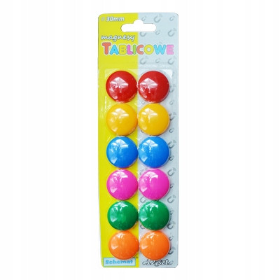 Magnesy do tablic i lodówek 30mm kolorowe 12 sztuk Schemat 1558