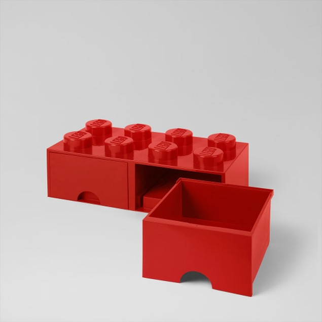 Pojemnik LEGO Czerwony Klocek 8 z 2 Szufladami 50x25x18 cm Organizer na Klocki