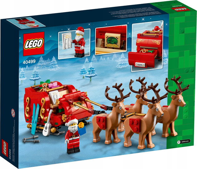 LEGO Iconic 40499 Sanie Świętego Mikołaja z Reniferami i Figurką Mikołaja