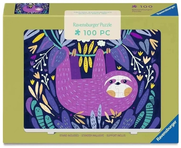 Ravensburger, Puzzle Mini 100: Uśmiech fioletowego leniwca