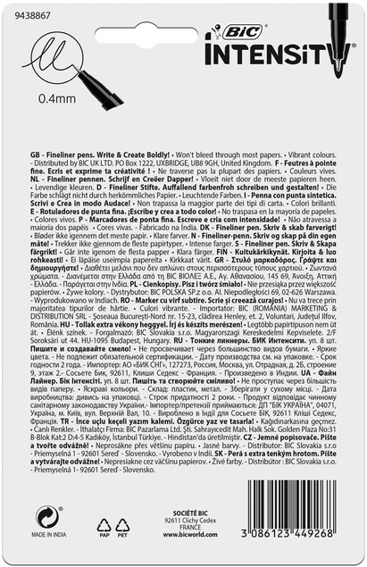 Cienkopisy Żelowe BIC Intensity Fineliner Zestaw 8 Kolorów 0.4 mm