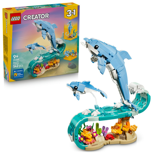 LEGO Creator 3 w 1 Zwierzęta Morskie: Piękny Delfin, Konik Morski, Krab 31385