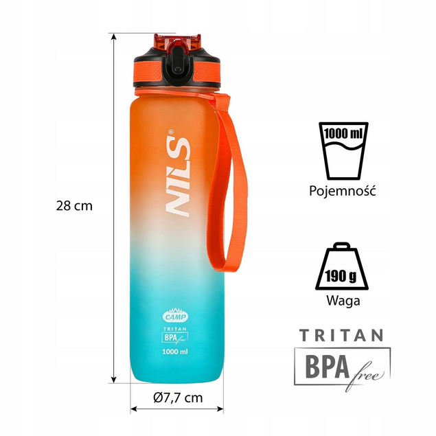 Bidon Sportowy Butelka Na Wodę Z Miarką Tritanowa 1000 ml