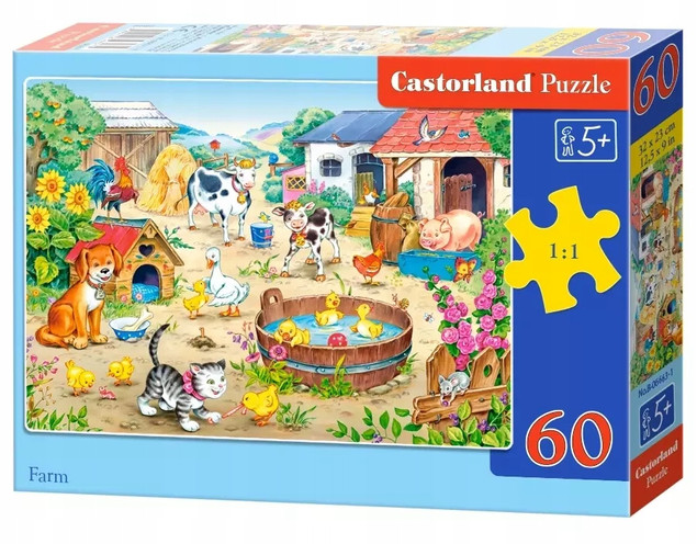Puzzle 60 Układanka Farma ZWIERZĘTA Wieś Pies Kot 5+ Castorland