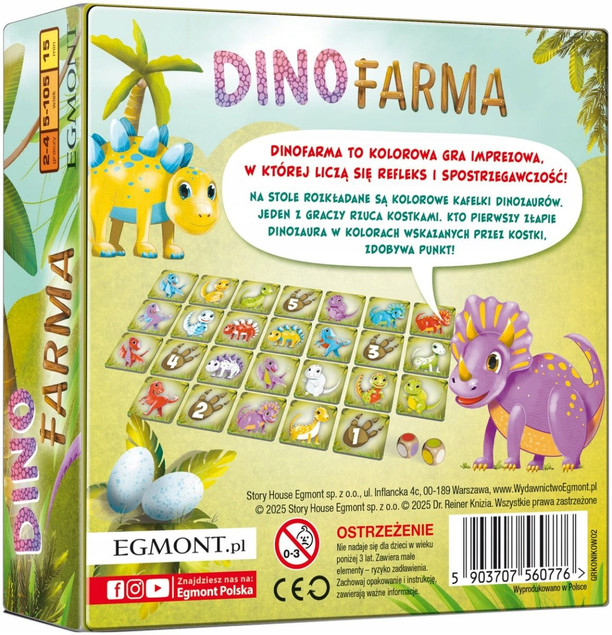 Gra Planszowa Dinofarma Egmont – Szybka Gra Rodzinna z Dinozaurami (5+)