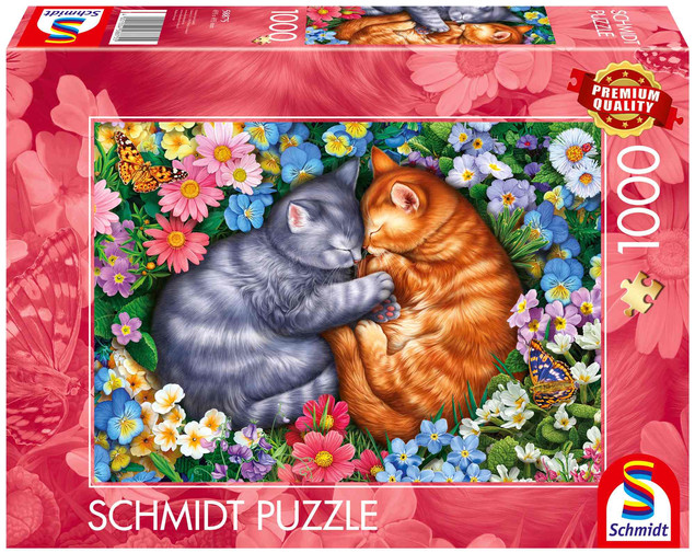 Puzzle 1000 el. Schmidt Aksamitne Łapki Koty i Kwiaty PQ