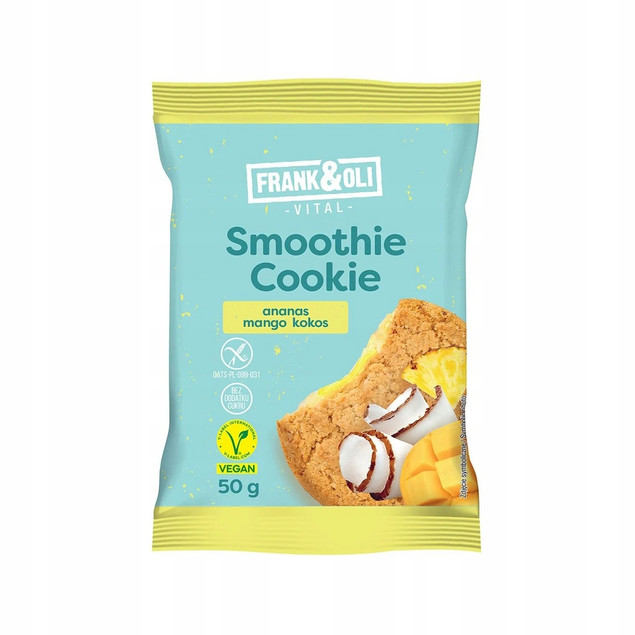FRANK&OLI Ciastko Owsiane Smoothie ANANAS MANGO KOKOS Wegańskie 50g x5