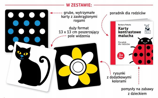 Karty kontrastowe malucha 10 szt. 13 × 13 cm – Kapitan Nauka