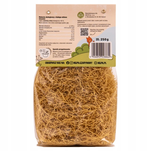 Bio Makaron Jasny Orkiszowy Nitki 250 g_3