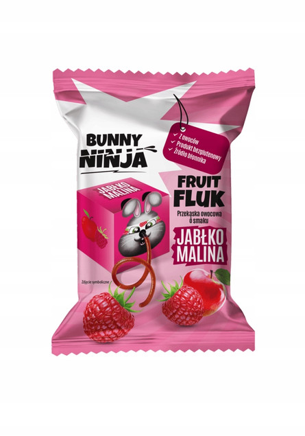 BUNNY NINJA Przekąska Owocowa JABŁKO MALINA Fruit Fluk 15g