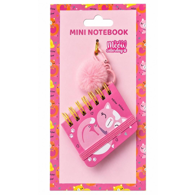 STnux Mini Notes Brelok Różowy Kotek Kawaii z Pomponem