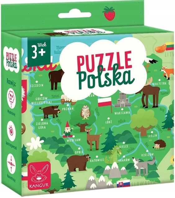 Puzzle Polska 30 elementów Kangur - zabawka edukacyjna dla dzieci