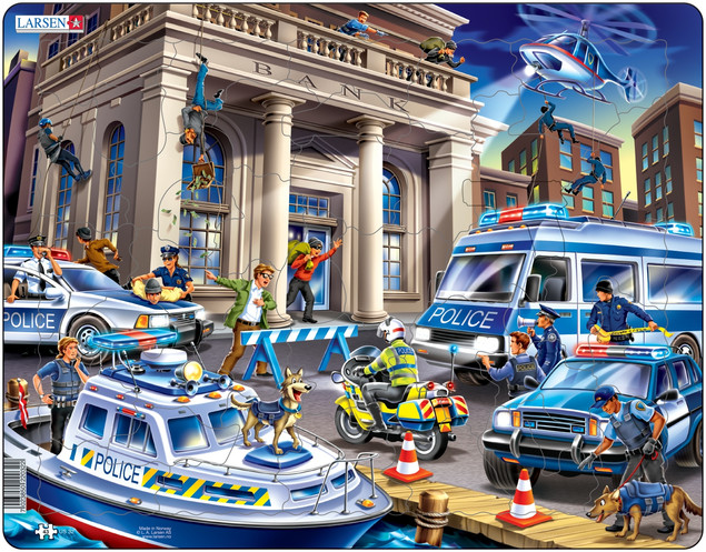 Układanka Larsen Policja 43 elementy | Puzzle Ramkowe dla Dzieci 5+