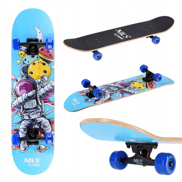 Deskorolka Klasyczna Drewniana Profilowana Skateboard ABEC-7 NILS CR3108SA