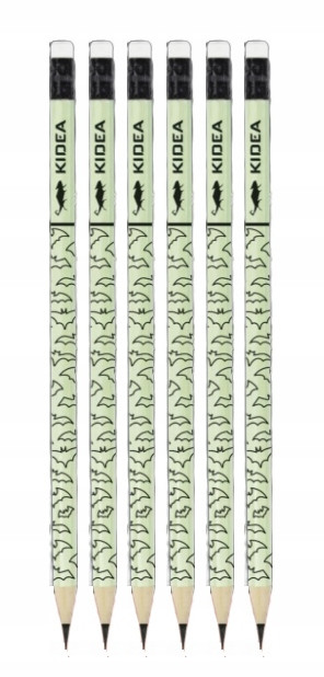 Ołówek z Gumką ŚWIECĄCY W CIEMNOŚCI HB Kidea x6