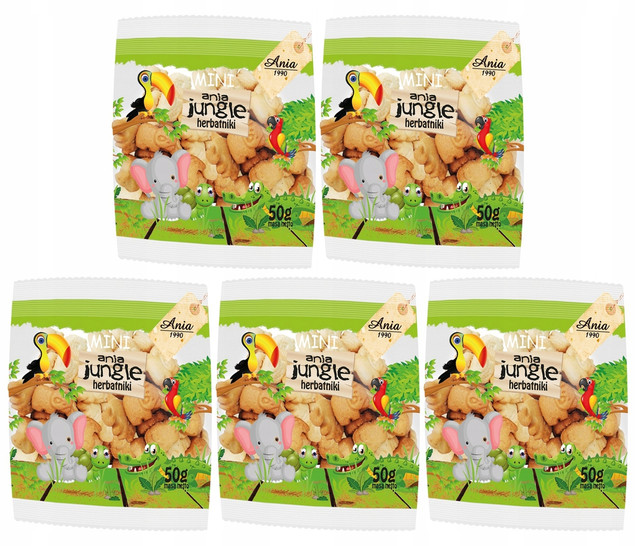 Herbatniki Mini ZOO Jungle Bez Cukru - Bio Ania 5x250g