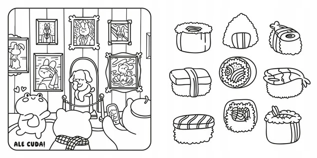 Detale ilustracji z Cosy Colouring W mieście