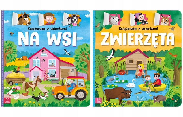 Książeczka z okienkami Zwierzęta + Na wsi – Agnieszka Bator, Aksjomat, 2 szt., 0+