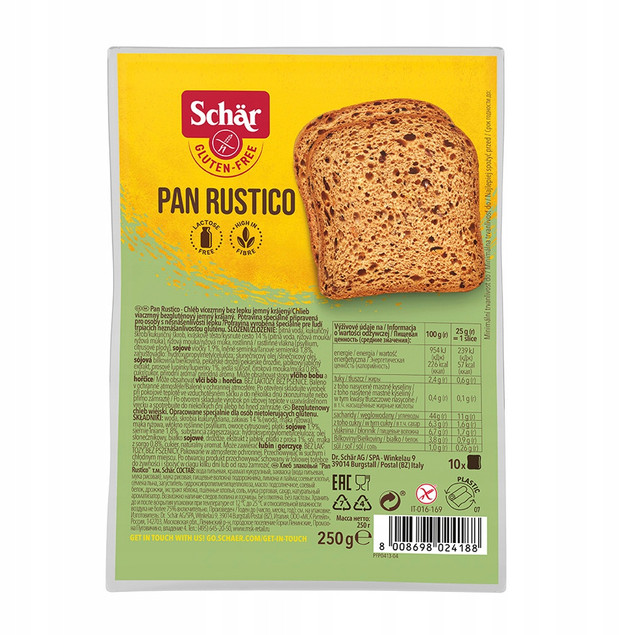 Chleb Schar Pan Rustico wiejski krojony bezglutenowy 250 g
