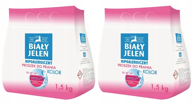 2x BIAŁY JELEŃ Proszek Do Prania KOLOR 1,5kg