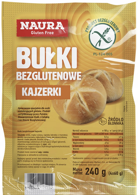 Naura bułki kajzerki bezglutenowe 4 sztuki 240g