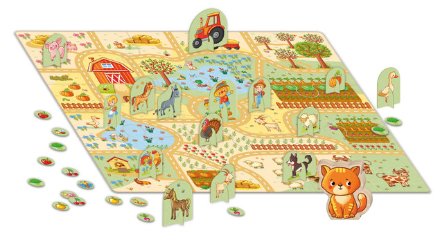 Puzzle z Grą Tactic Kot na Farmie 3+ Duża Plansza FSC Zero Plastiku