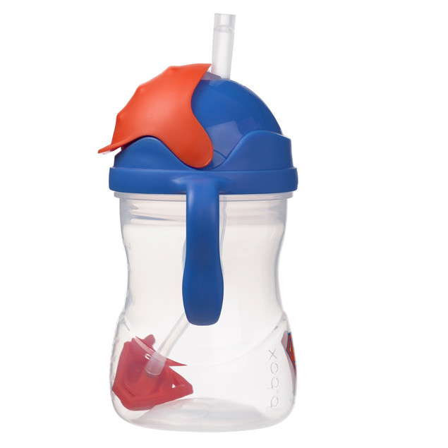 B.box Kubek ze Słomką 240 ml Superman – Niekapek z Obciążoną Słomką