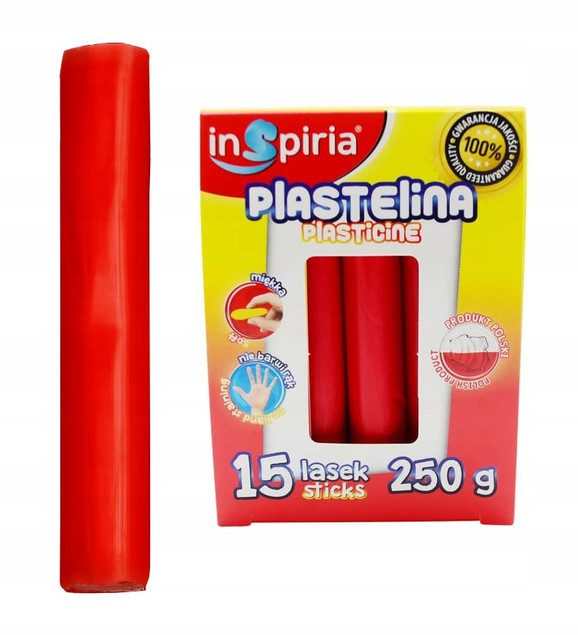 Plastelina CZERWONA Komplet 15 Lasek Szkolna Plastyczna 250g Inspiria x5