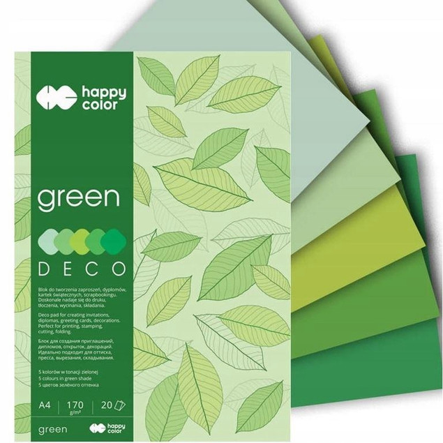 Blok A4 20k ZIELONY Odcienie Deco Green 170g HAPPY COLOR