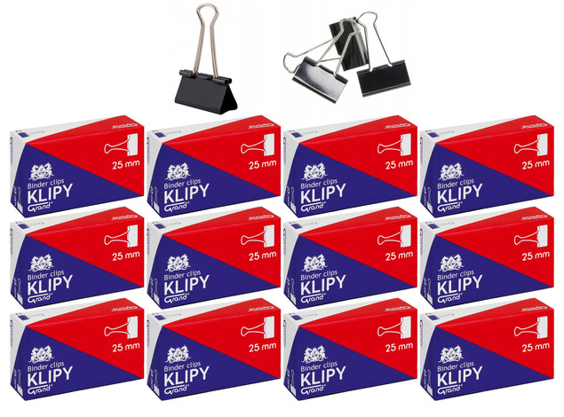 KLIPSY BIUROWE Do Organizacji Dokumentów 15mm a`12 GRAND x12