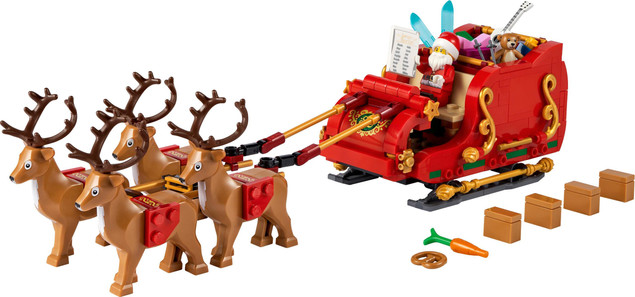 LEGO Iconic 40499 Sanie Świętego Mikołaja z Reniferami i Figurką Mikołaja