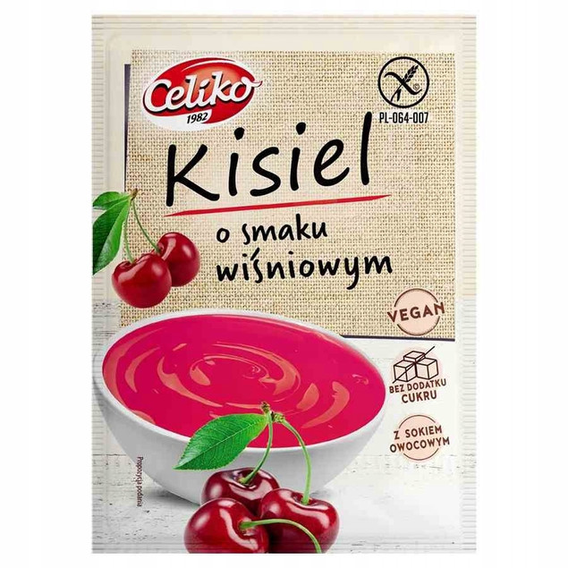 Kisiel WIŚNIOWY Bez Cukru Bezglutenowy CELIKO 40g Zestaw 5 sztuk