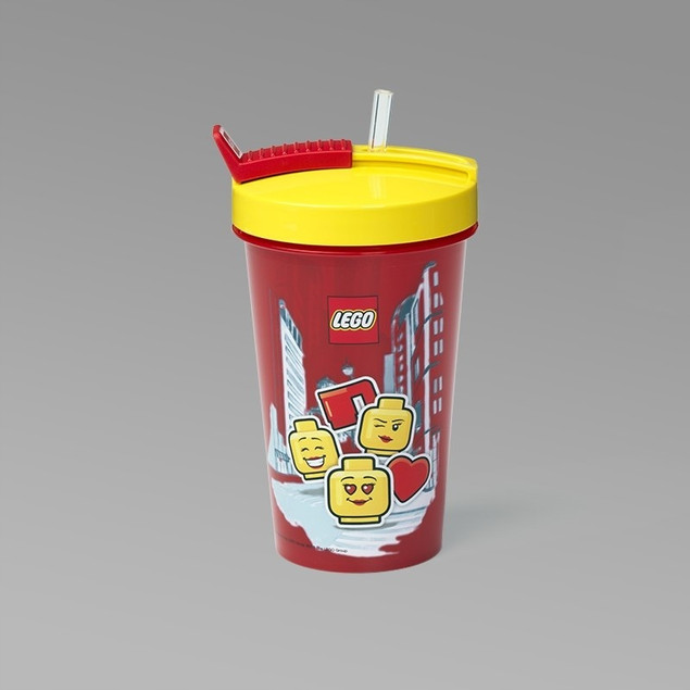 Bidon LEGO City 500 ml Czerwony z Chowaną Słomką – Bez BPA