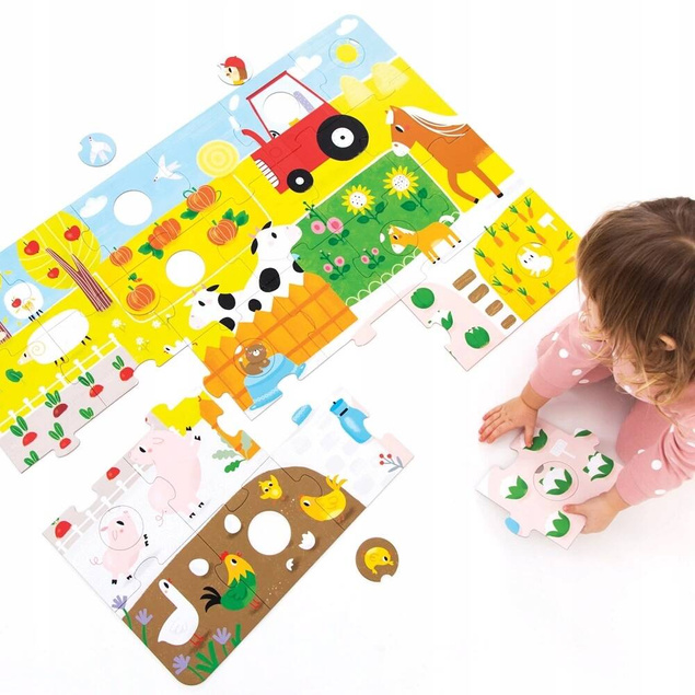 Duże Puzzle z dziurką Wieś CzuCzu 2+ Czu Czu