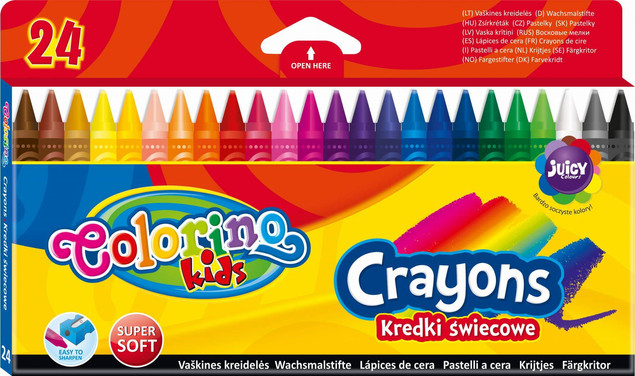 Kredki Świecowe Miękkie Woskowe Szkolne 24 Kolory Colorino 13895