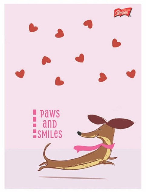Zestaw 4 zeszytów A4 w trzy linię 32 kartki UNIPAP LOVELY DACHSHUND