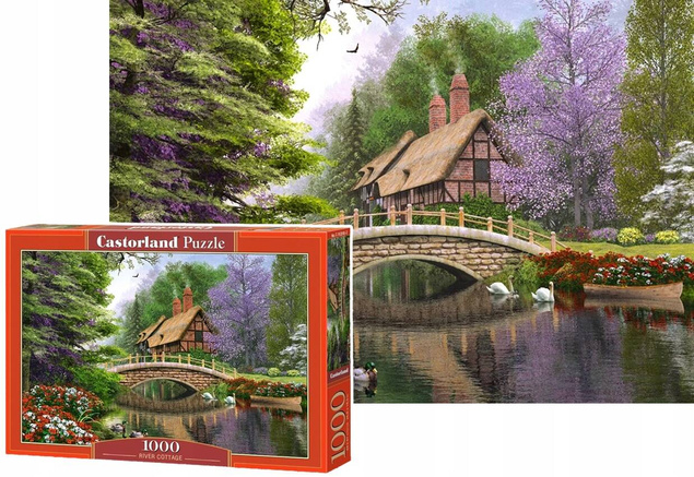 Puzzle 1000 Układanka Krajobraz Widok Las Rzeka MOST Chata Dom 9+ Castor