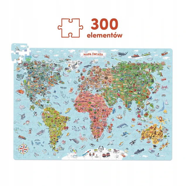 Puzzle Odkrywcy Mapa Świata 300 elementów CzuCzu 7+