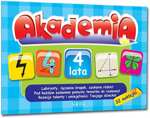 Książeczki z Naklejkami Dla 4 Latka Edukacyjne Dla Dzieci Akademia Greg