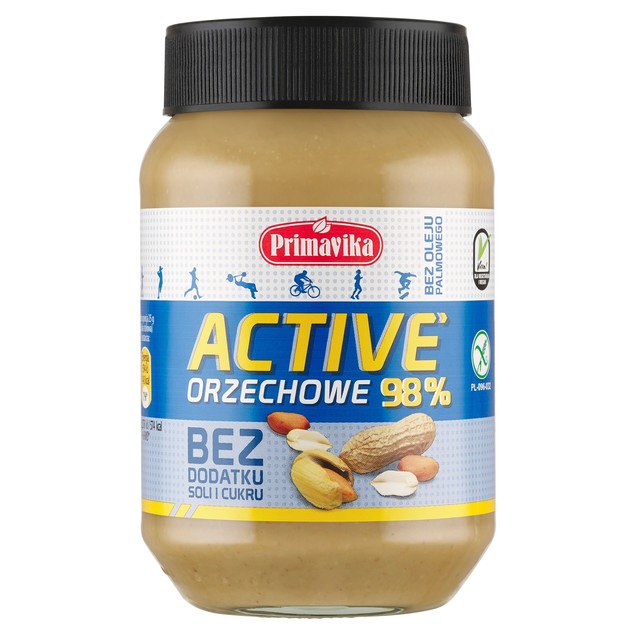 Pasta Orzechowa Active Bez Dodatku Soli i Cukru 470 g - Primavika