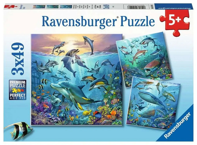 Puzzle Ravensburger Podwodne życie 3x49 elementów dla dzieci 5+ (147 el.)