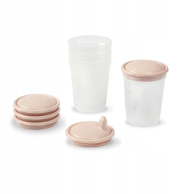 BabyOno Pojemniki na Pokarm Wielorazowe z Miarką i Ustnikiem 4x200ml BPA Free