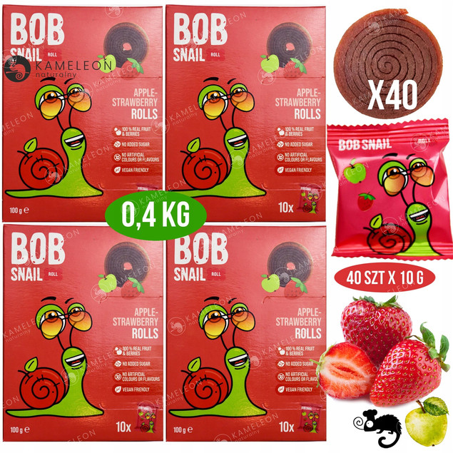 Rollsy Owocowe Jabłko Truskawka Bez Cukru 100g Bob Snail