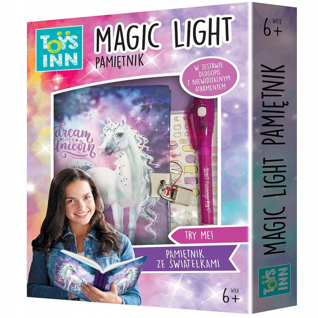 Magiczny Pamiętnik Na Kłódkę JEDNOROŻEC Sekretny Ze Światełkami 6+ Stnux
