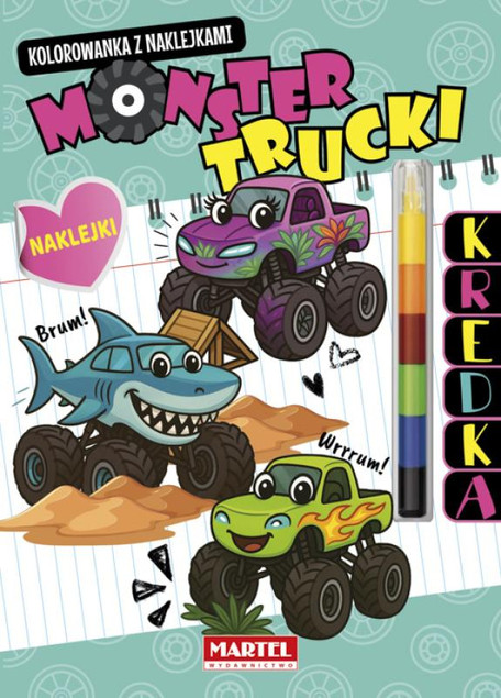 Kolorowanka MONSTER TRUCKI z Kredką Modułową i Naklejkami Martel