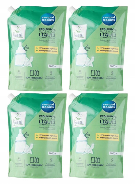 CANPOL Płyn Opakowanie UZUPEŁNIAJĄCE EKOLOGICZNEGO Płynu Do Mycia 4x 1000ml
