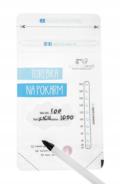Woreczki do mrożenia mleka BOCIOLAND 200ml 50szt