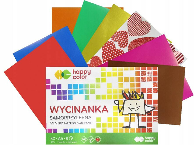 Blok Wycinanka Samoprzylepna A5 8 Kartek 80g Happy Color