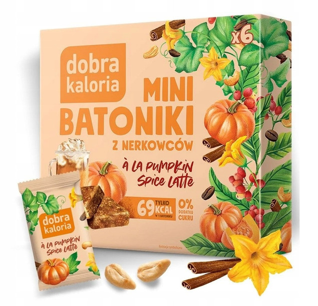 Zdrowe Mini Batoniki z Nerkowca Pumpkin Spice Latte Dobra Kaloria 0% Cukru
